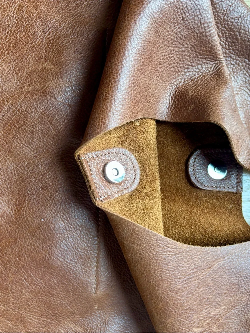 Classic Brown Large Leather Hobo Bag